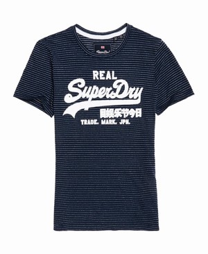 Superdry Vintage Logo Sparkle Stripe Női Pólók Sötétkék/Titán/Csíkok | OGYNR2159